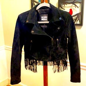 VERO MODA Short Black Suede/Leather Jacket